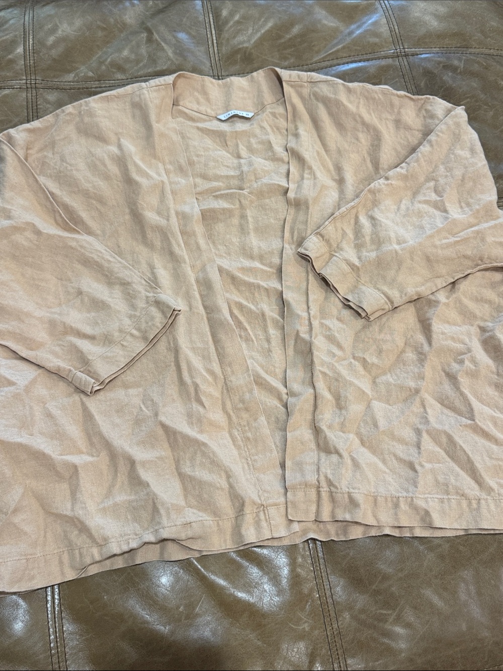 Linenfox Dusty Peach Juta Linen Open-Front Jacket XS